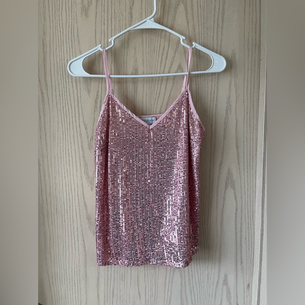 StyleCheat Pink Sequin Cami Tank Top NWOT